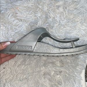 silver thong birkenstocks size 39